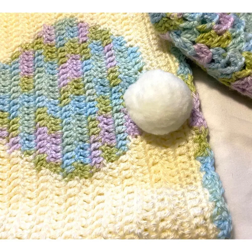 Hand Made Crocheted 2-piece Skirt Set Bunny Spring Easter‎ Girls 24 mo